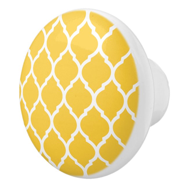 Yellow Moroccan Quatrefoil Ceramic Knob (Right)