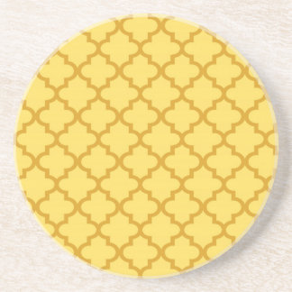 Yellow Moroccan tile pattern geometric modern Coaster