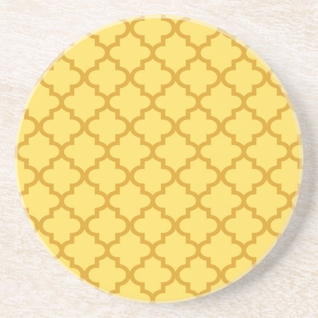 Yellow Moroccan tile pattern geometric modern Coaster (Front)