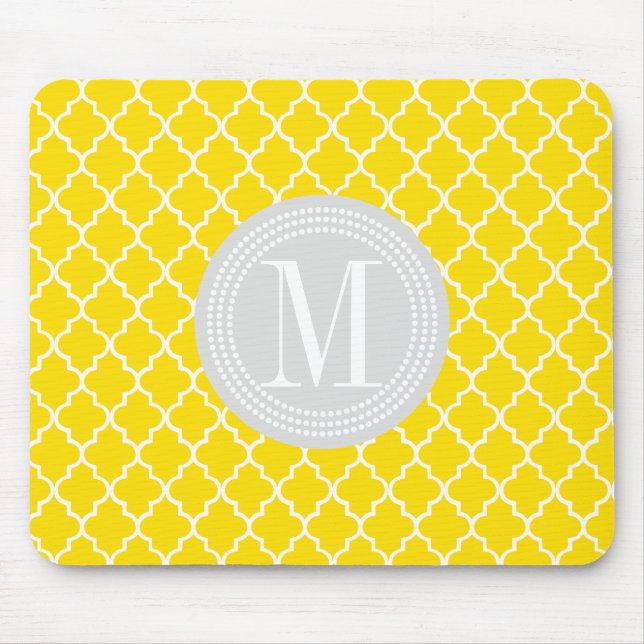 Yellow Moroccan Tiles Lattice Personalised Mouse Pad (Front)