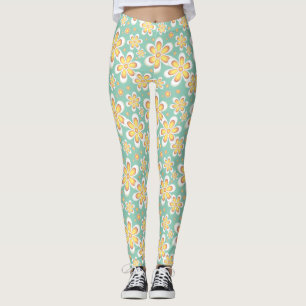 yellow motif flower leggings