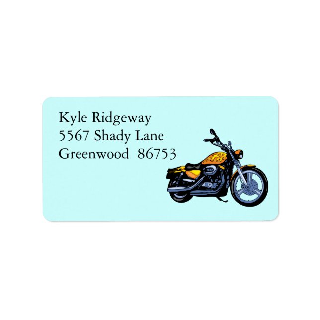 Yellow Motorcycle Address Label (Front)