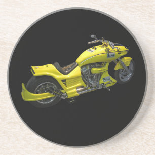 Yellow Motorcycle Coaster