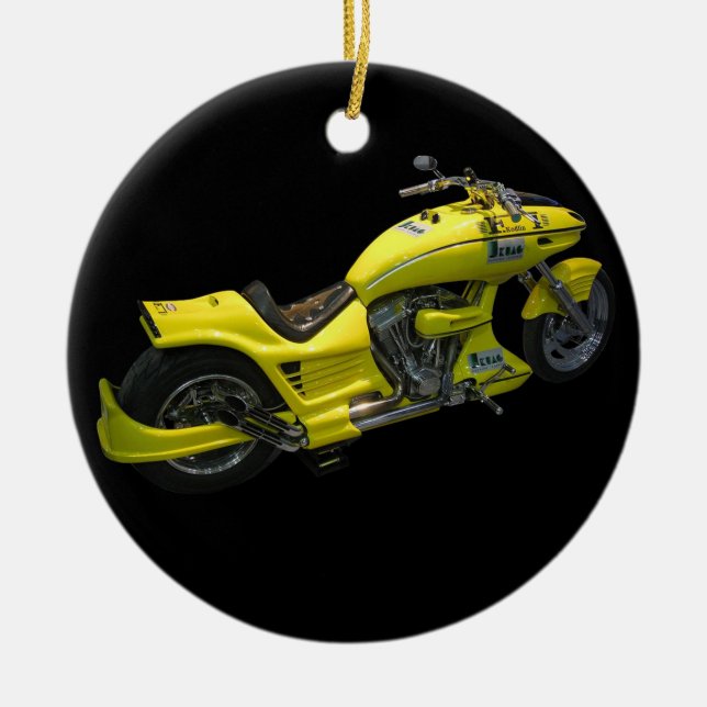 Yellow Motorcycle Ornament (Front)