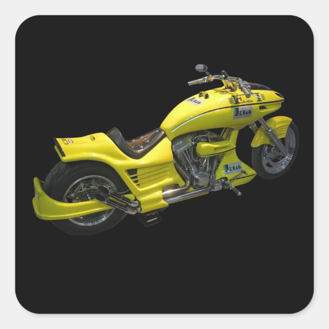 Yellow Motorcycle Square Sticker (Front)