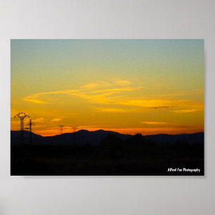 Yellow Mountain Sunset Landscape Poster