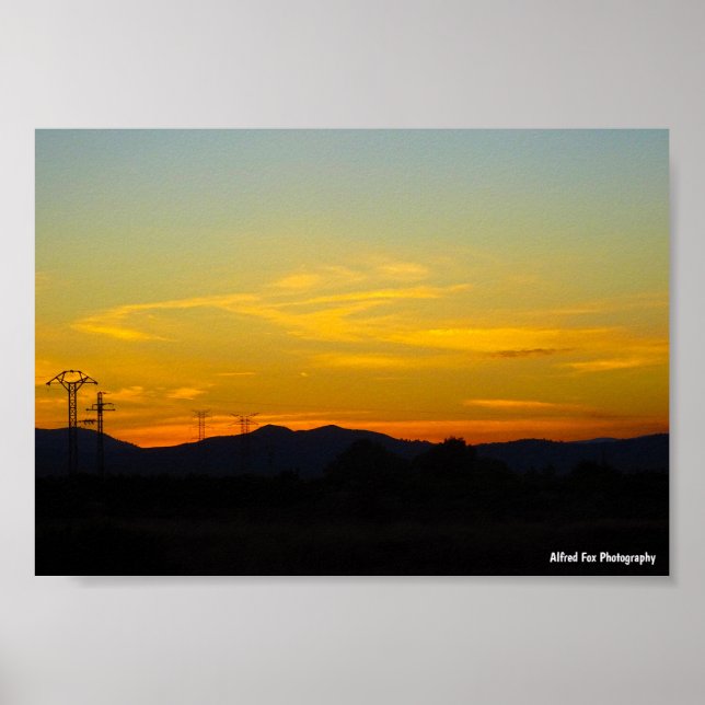 Yellow Mountain Sunset Landscape Poster (Front)