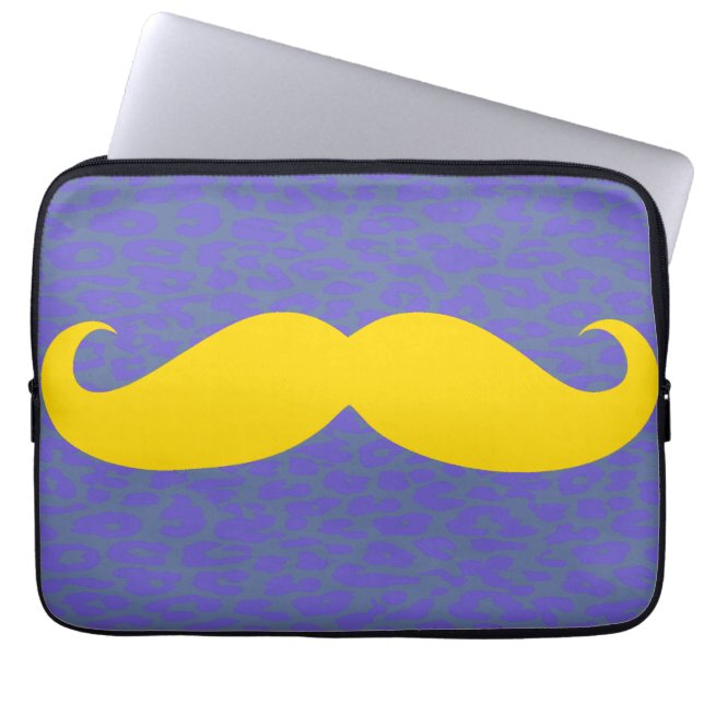 Yellow Moustache Laptop Sleeve (Front)