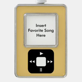 Yellow MP3 Player Ornament-Add Your Favourite Song Silver Plated Framed Ornament