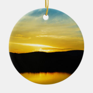 Yellow Mt Lake Sunset Ceramic Tree Decoration