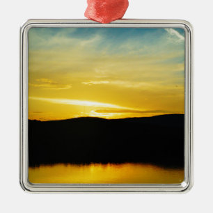 Yellow Mt Lake Sunset Metal Tree Decoration