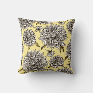 Yellow Mum Floral Pattern Cushion