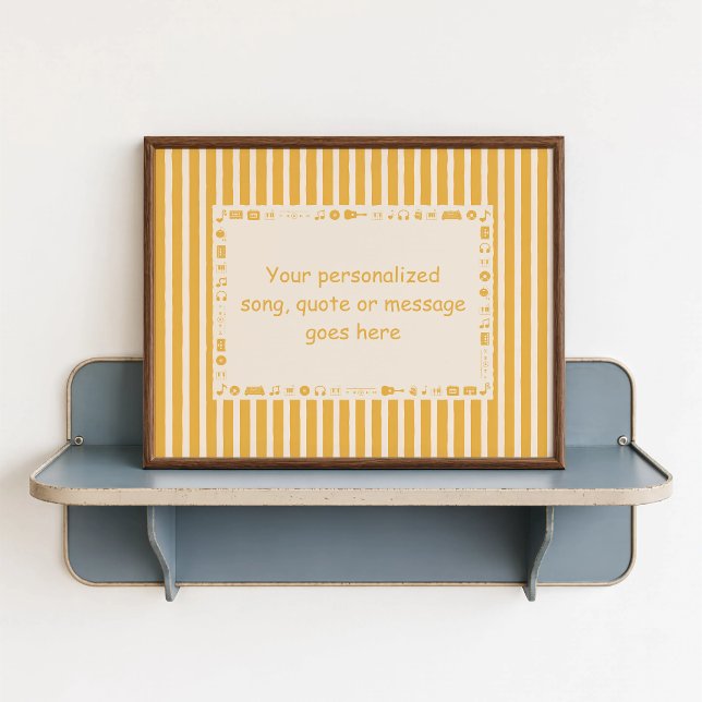 Yellow Music Note Poster - Custom Gift (Yellow Music Note Poster - close-up view (frame/decor not included)
)