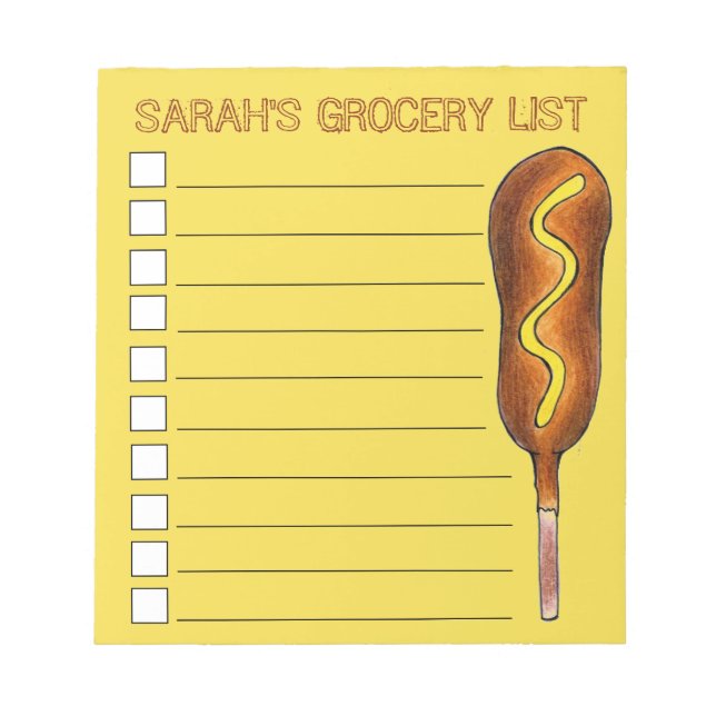 Yellow Mustard Corn Dog Personalised To Do List Notepad (Front)