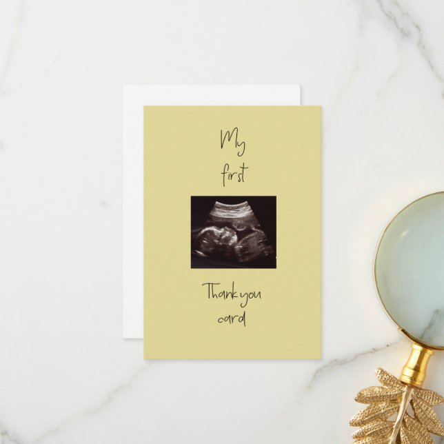 Yellow My 1st Baby Gift Funny Thank You Card (Front/Back In Situ)