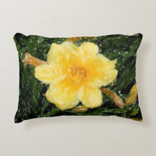 Yellow Narcissus flower abstract original art Decorative Cushion