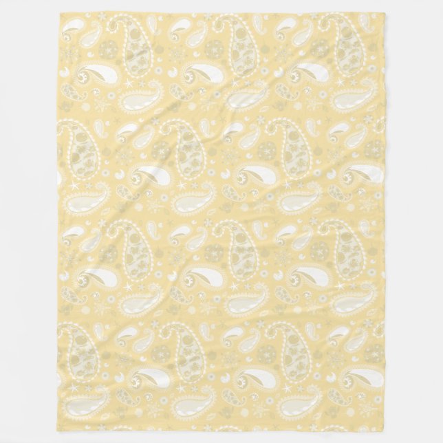 Yellow Nautical Paisley Fleece Blanket (Front)