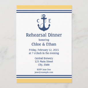 Yellow Nautical Rehearsal Dinner Invitations