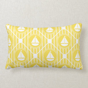 Yellow Nautical Sailboat Lumbar Cushion