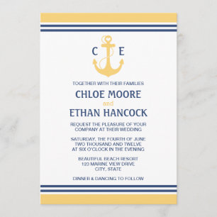 Yellow Nautical Wedding Invitations