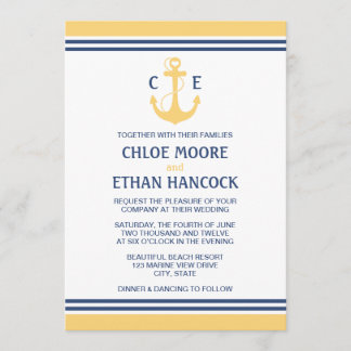 Yellow Nautical Wedding Invitations