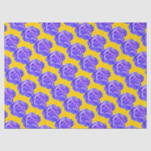 Yellow Navy Blue Floral Patterns Flowers Roses Tissue Paper