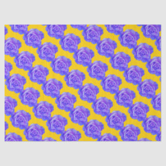 Yellow Navy Blue Floral Patterns Flowers Roses Tissue Paper