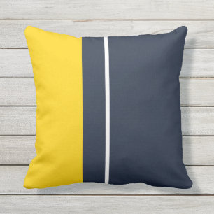 Yellow & Navy Modern Colour Block  Cushion