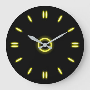 Yellow Neon Large Clock