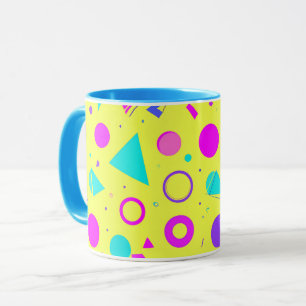 Yellow Neon Memphis Geometric 80s Design Mug