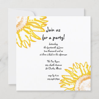 Yellow Neon Sunflower Party Invitation