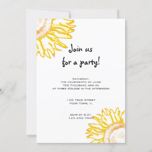 Yellow Neon Sunflower Party Invitation
