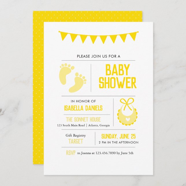 Yellow Neutral Baby Shower Invitation (Front/Back)