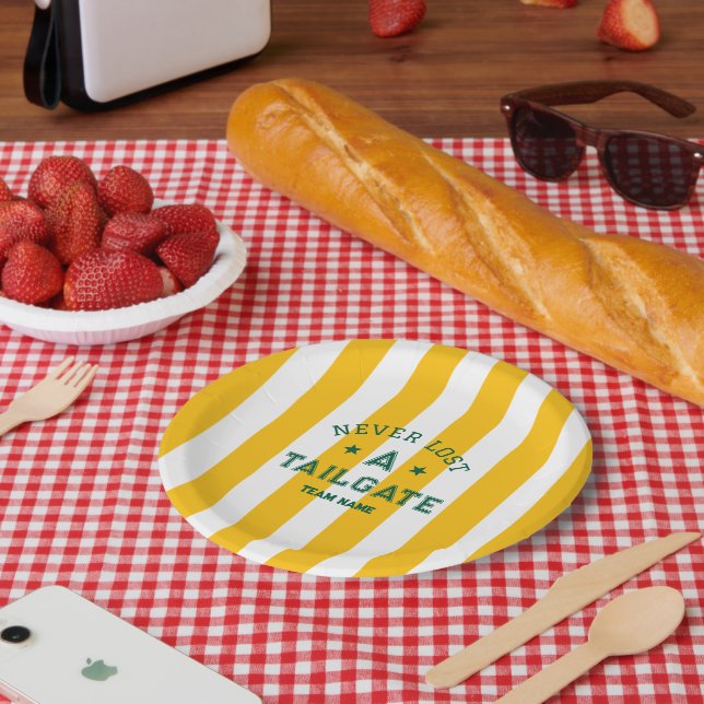 Yellow Never Lost A Tailgate Custom Team Game Day Paper Plate (Picnic)