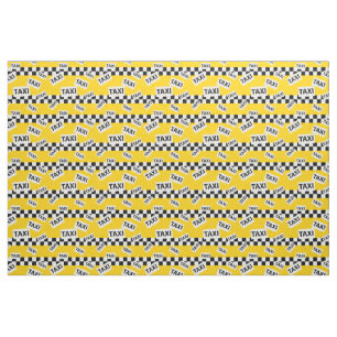 Yellow New York Taxi Cab Driver Chequerboard Fabric