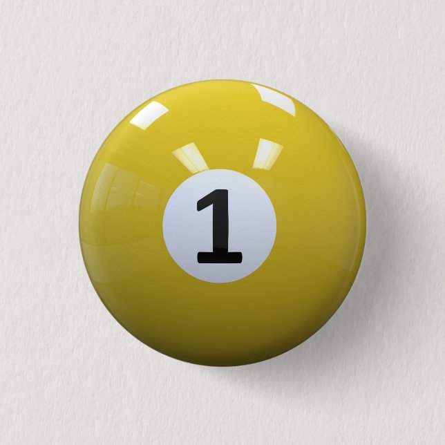 Yellow No. 1 Billiard Pool Ball 3 Cm Round Badge (Front)