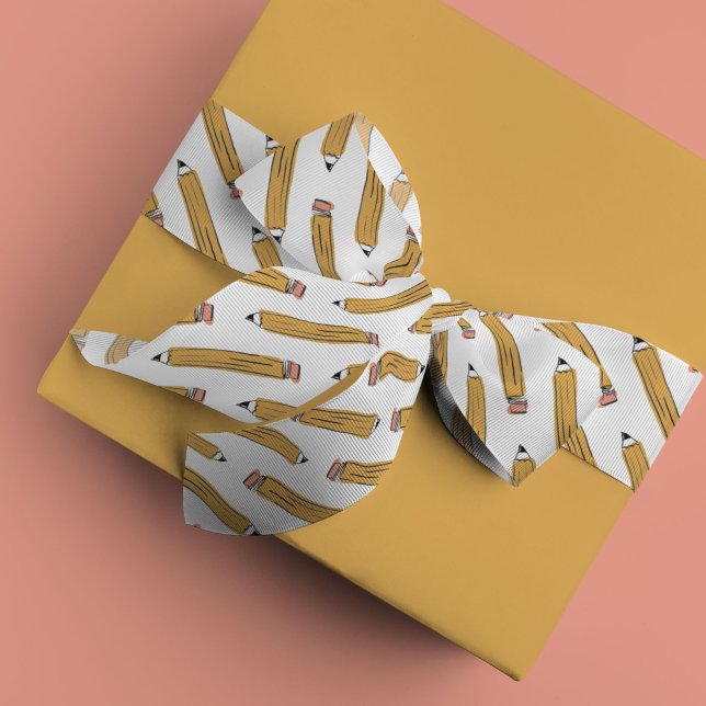 Yellow No. 2 Pencil Teacher Satin Ribbon (Yellow No. 2 pencil school teacher ribbon)