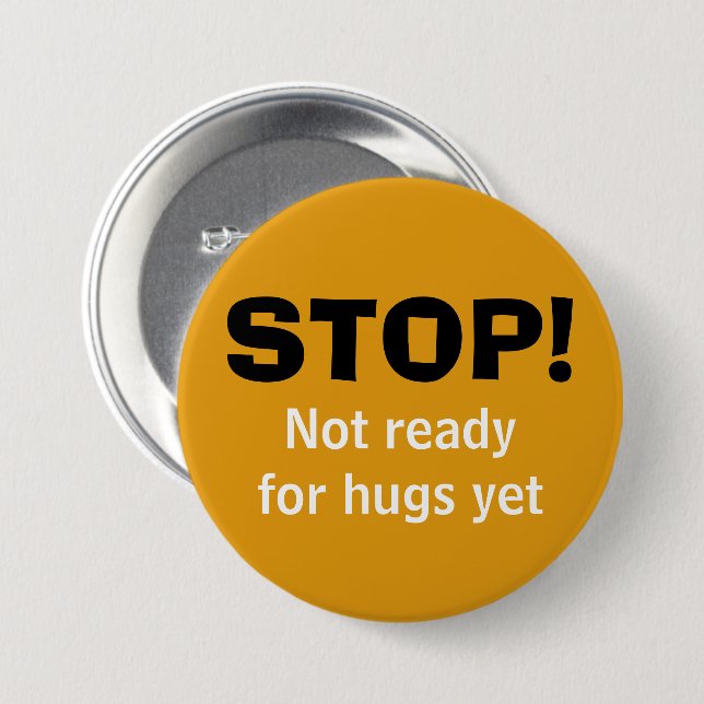 Yellow NO HUGS Button (Front & Back)