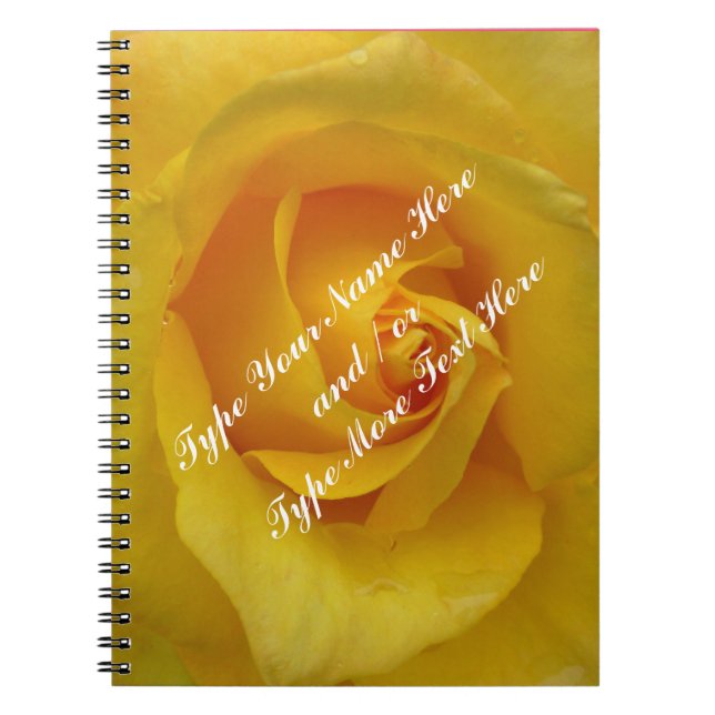 Yellow Notebook Personalised Romantic Rose Book (Front)