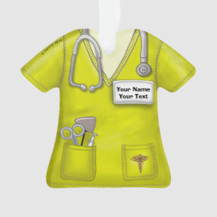 Yellow Nurse medical scrubs ornament