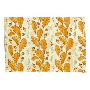 Yellow oak leaves: autumn background. pillowcase