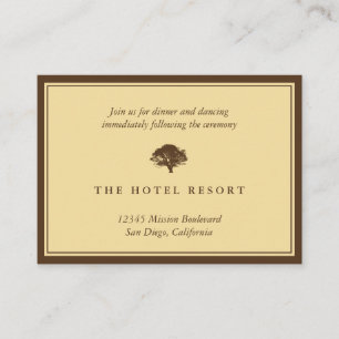 Yellow oak tree wedding reception enclosure cards