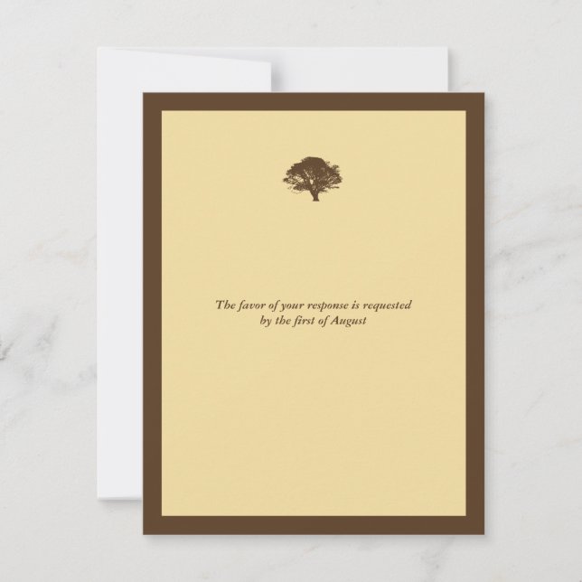Yellow oak wedding enclosure RSVP response card (Front)
