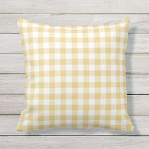 Yellow Ochre and White Gingham Pattern Chequered Cushion