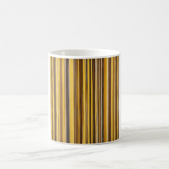 Yellow, Ochre, Brown stripes Coffee Mug (Center)