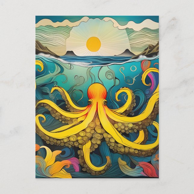Yellow Octopus Postcard (Front)