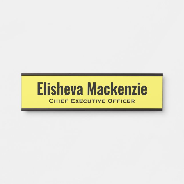 Yellow Office Door Name Plate Sign  (Front)