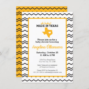 Yellow Oh Baby! Chevron Made in Texas Shower Invitation