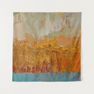 Yellow oil painting on canvas. Original abstract a Tapestry