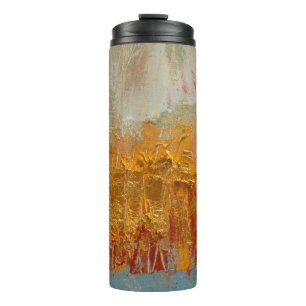 Yellow oil painting on canvas. Original abstract a Thermal Tumbler